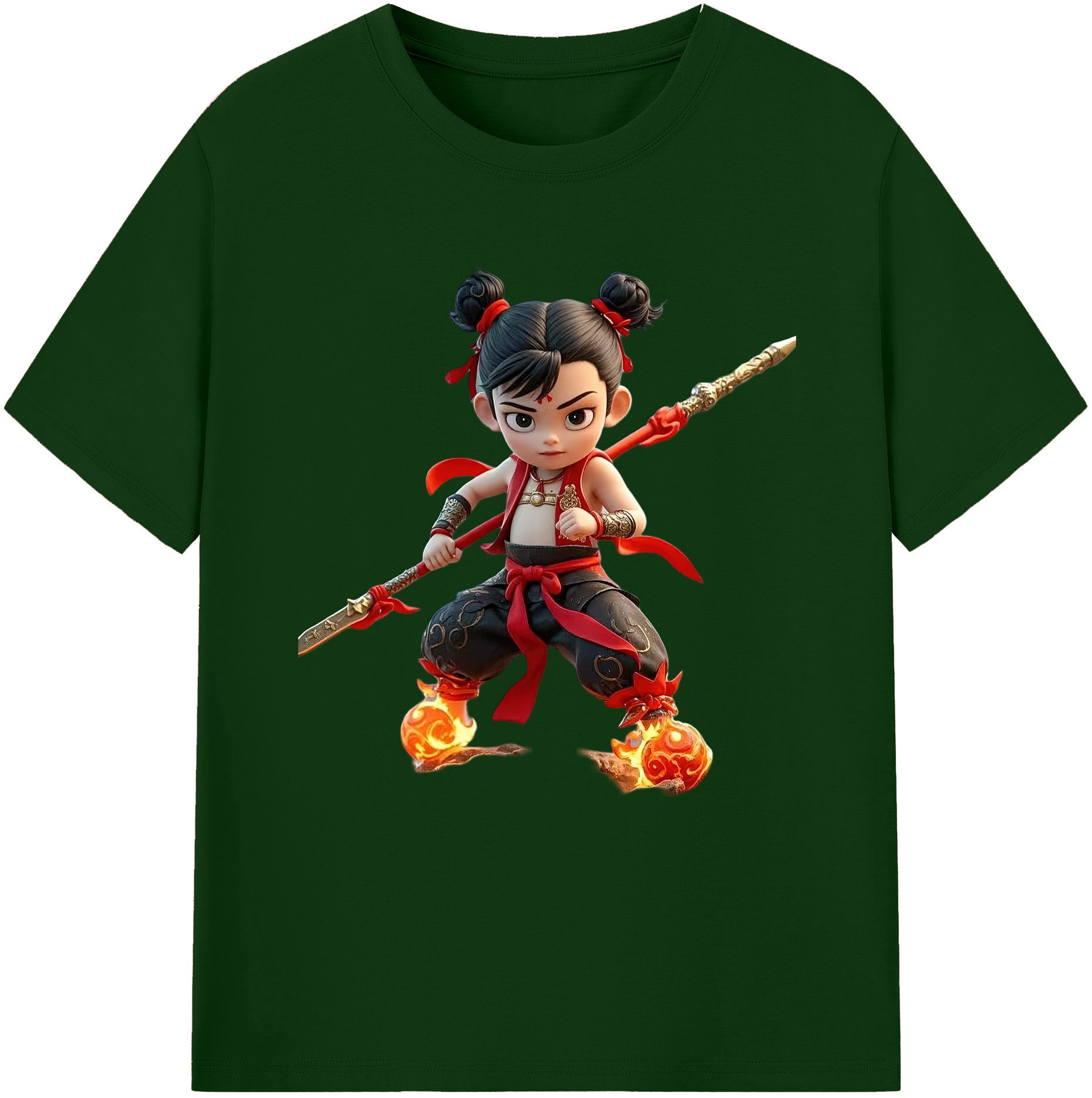 （画像用） Ne Zha 2 ナタ 魔童の大暴れ 綿100％半袖Tシャツ（フロントプリント）